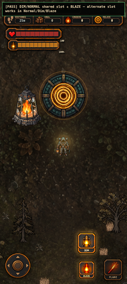 Last Light portrait gameplay showing the enlarged mobile controls and Blaze state