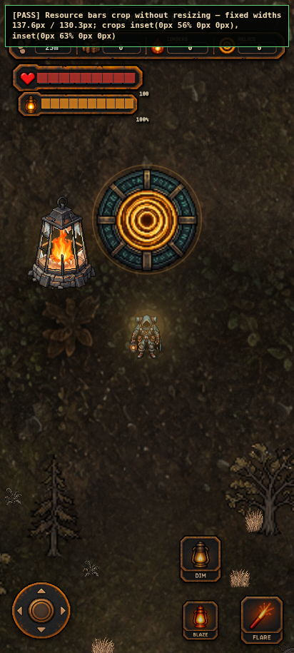 Last Light portrait gameplay HUD showing fixed-width resource bars cropping as values decrease